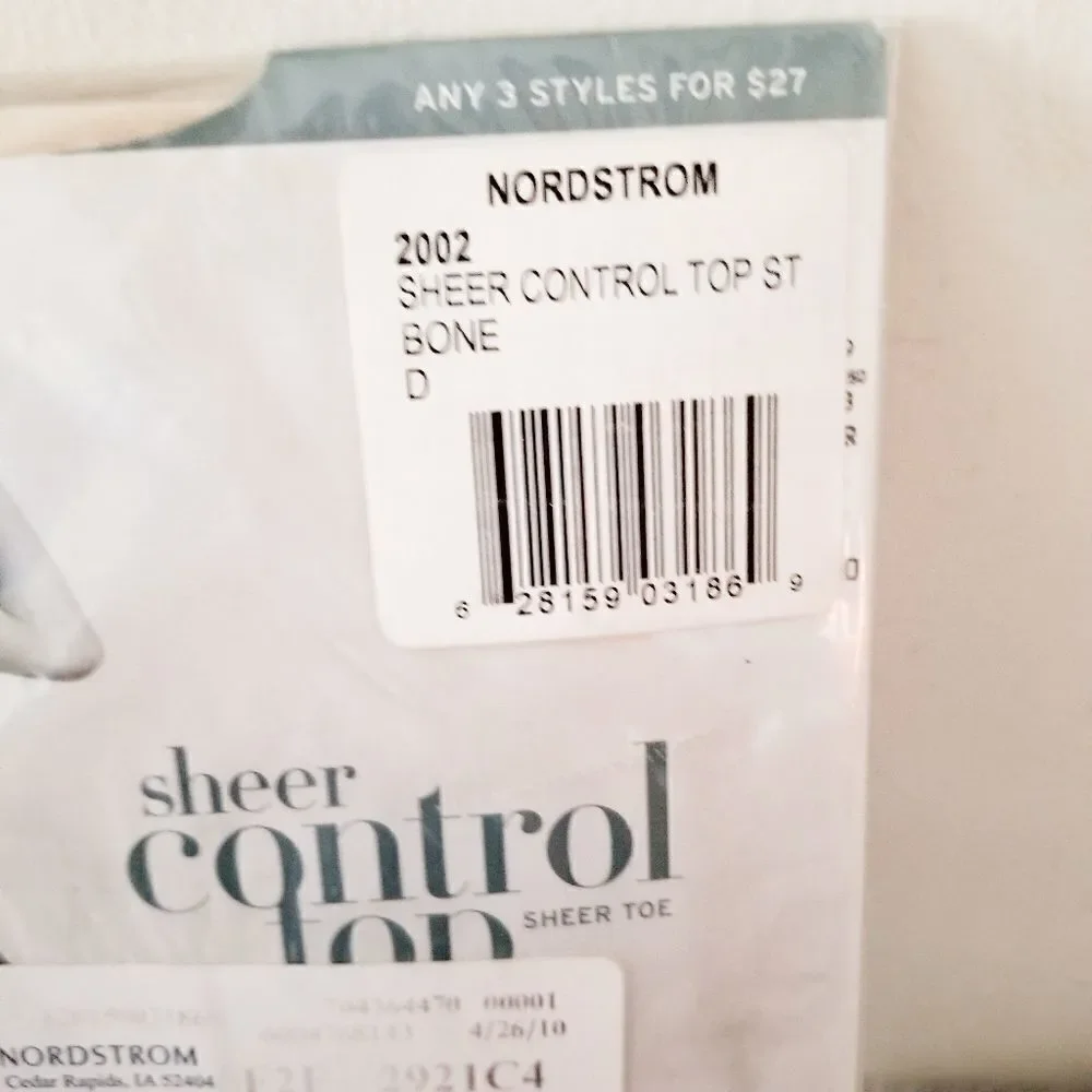 Nordstrom sheer control top hose bone color